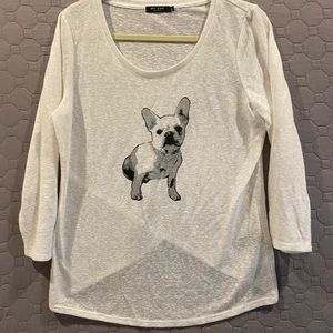 Max Jeans Large Cream Top with Dog